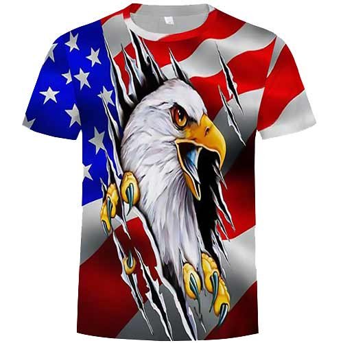 Eagle shredding flag all over print poly